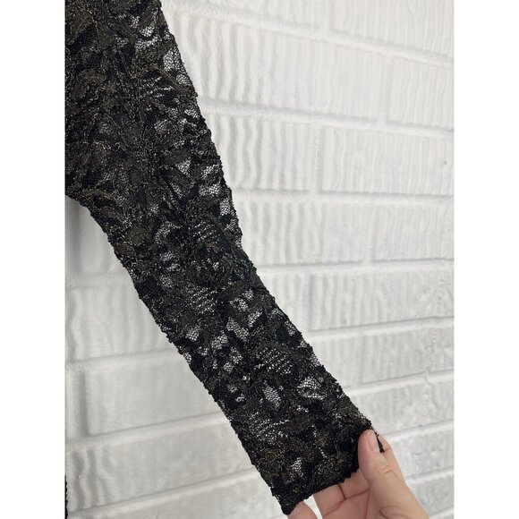 TRINA TURK 'Gold On The Rocks' Black Lace Mini Party Cocktail Dress - Picture 5 of 9